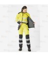 Softshell de trabajo en alta visibilidad color amarillo flúor y gris oscuro con cintas segmentadas
