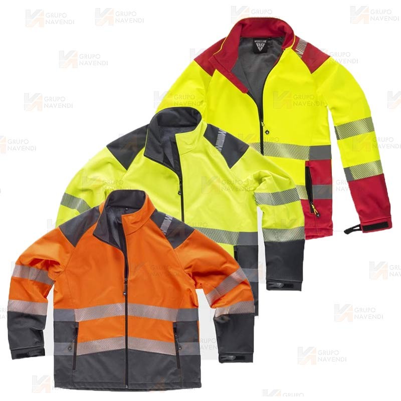 Softshell de trabajo en alta visibilidad con cintas segmentadas