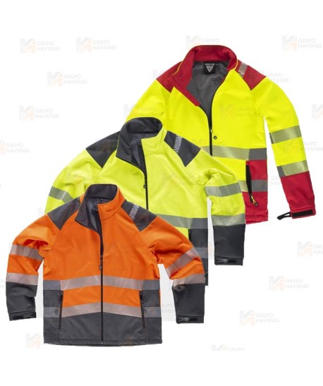 Softshell de trabajo en alta visibilidad con cintas segmentadas