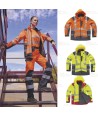 Parka softshell de trabajo en alta visibilidad con cintas segmentadas