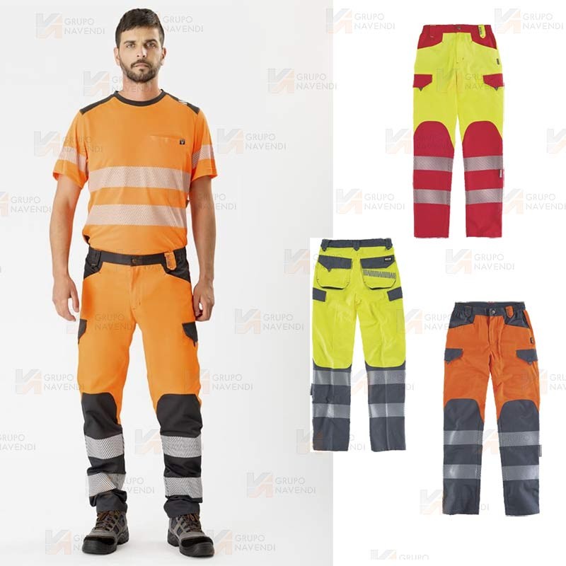 Pantalón de alta visibilidad con cintas reflectantes segmentadas