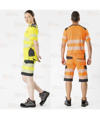 Bermudas de trabajo alta visibilidad con cintas segmentadas