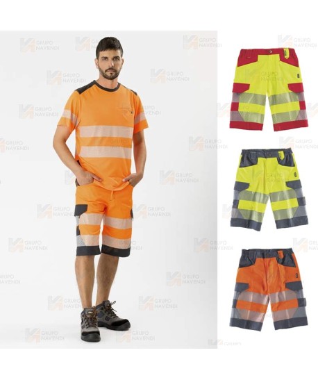 Bermudas alta visibilidad con cintas segmentadas