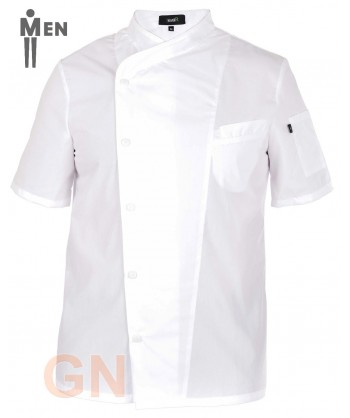 Chaqueta de cocina de hombre con los costados transpirables blanca
