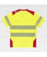Camiseta técnica manga corta con cintas reflectantes segmentadas amarillo flúor rojo