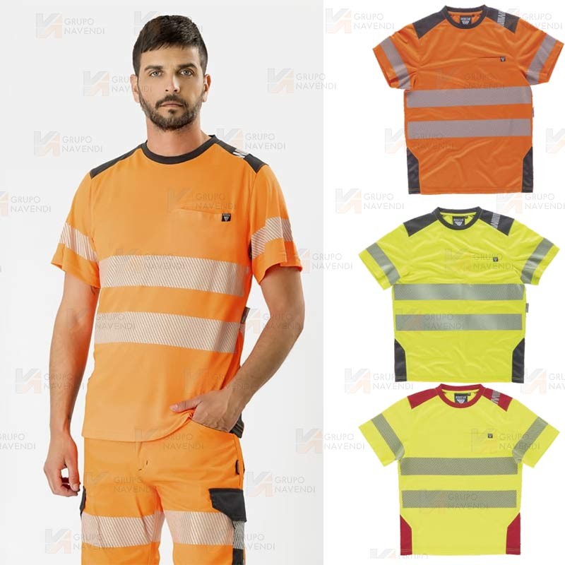 Camiseta técnica de alta visibilidad con cintas segmentadas