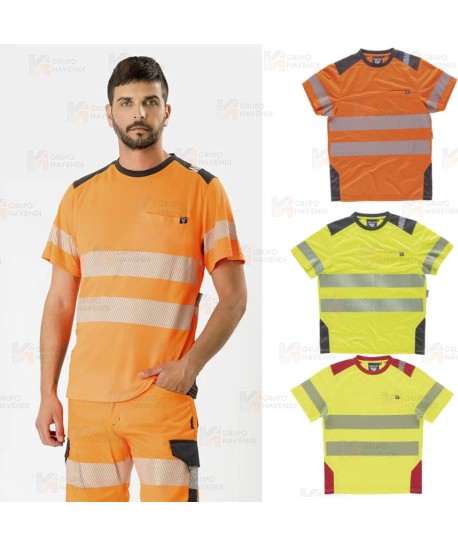 Camiseta técnica de alta visibilidad con cintas segmentadas