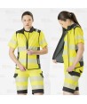Chaleco softshell en Alta visibilidad amarillo flúor con cintas reflectantes segmentadas