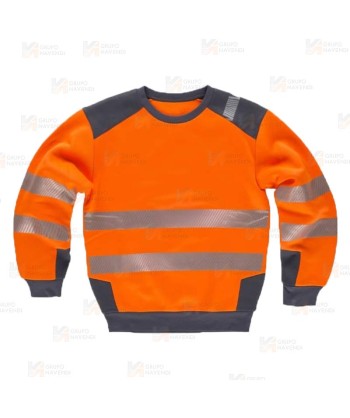 Sudadera con cintas reflectantes segmentadas naranja flúor gris