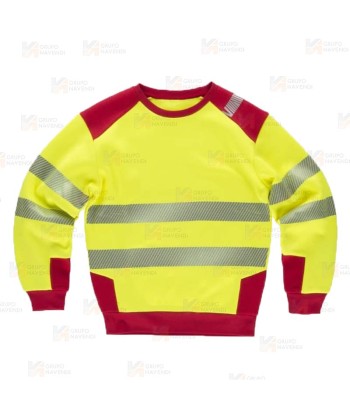 Sudadera con cintas reflectantes segmentadas amarillo flúor y rojo