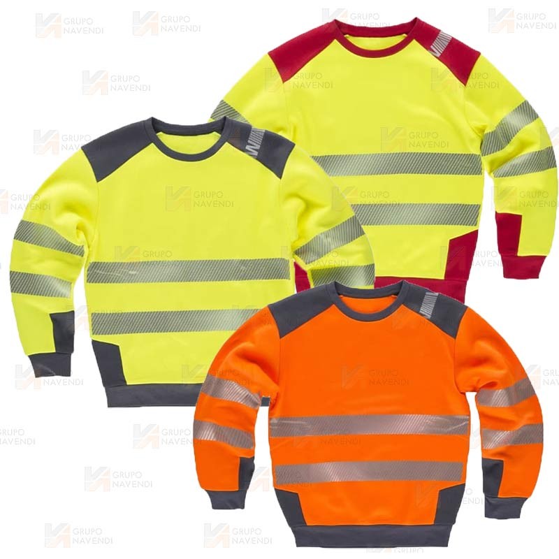 Sudadera con cintas reflectantes segmentadas amarillo flúor gris