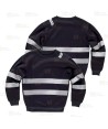 Sudadera de cuello redondo color negro con cintas reflectantes segmentadas