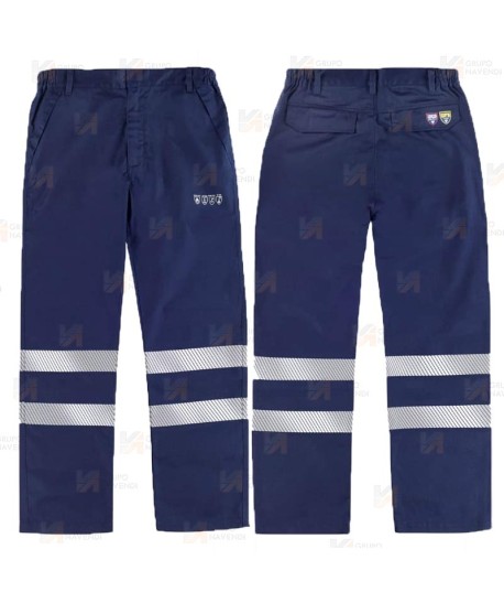 Pantalón ignífugo con protección a productos químicos y cintas reflectantes