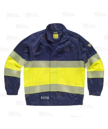 Cazadora ignífuga, antiestática con protección para soldadura, de alta visibilidad con cintas reflectantes
