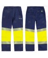 Pantalón ignífugo, antiestático con protección para soldadura de alta visibilidad con cintas reflectantes.