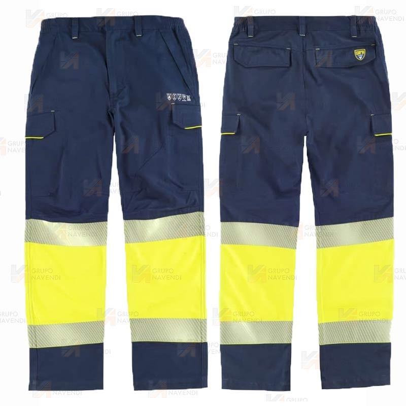 Pantalón ignífugo para soldadura y arco eléctrico con cintas segmentadas