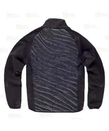 Chaqueta de cuello alto con tejido elástico combinada con tejido acolchado