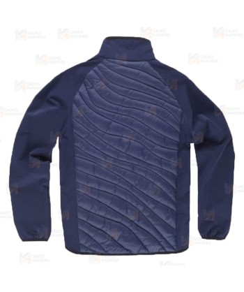 Chaqueta de cuello alto con tejido elástico combinada con tejido acolchado