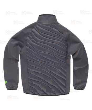 Chaqueta de cuello alto con tejido elástico combinada con tejido acolchado