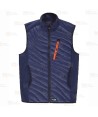 Chaleco de cuello alto con tejido elástico combinado con tejido acolchado color azul marino y naranja flúor