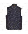 Chaleco de cuello alto con tejido elástico combinado con tejido acolchado color negro y amarillo  flúor
