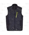 Chaleco de cuello alto con tejido elástico combinado con tejido acolchado color negro y amarillo  flúor