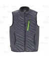 Chaleco de cuello alto con tejido elástico combinado con tejido acolchado color gris y verde flúor
