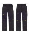 Pantalón multibolsillos laboral con tejido elástico color negro y detalles en amarillo flúor