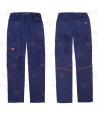 Pantalón multibolsillos laboral con tejido elástico color marino y detalles en naranja flúor