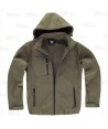 Cazadora softshell económica con doble capa color verde kaki