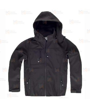 Cazadora softshell económica con doble capa color negro