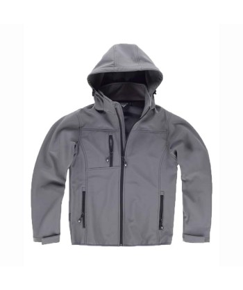 Cazadora softshell económica con doble capa color gris