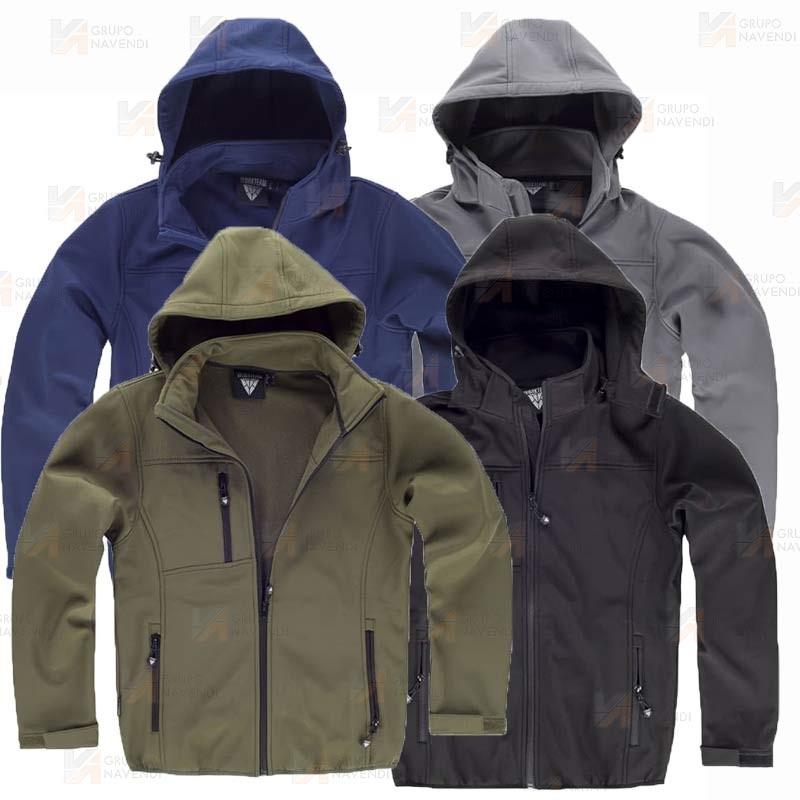 Cazadora softshell económica con doble capa color gris