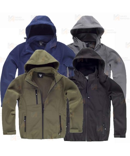 Cazadora softshell económica con doble capa color gris