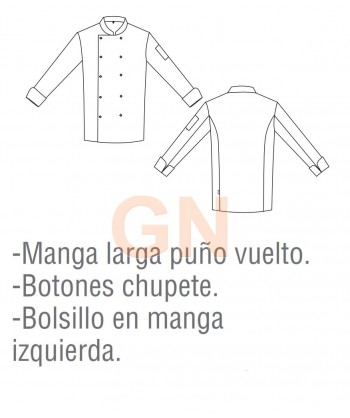 Chaqueta de cocina infantil de manga larga y puños franceses
