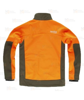 Cazadora softshell bicolor especial para caza o pesca color verde caza y naranja flúor