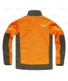 Cazadora softshell bicolor especial para caza o pesca color verde caza y naranja flúor