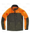 Cazadora softshell bicolor especial para caza o pesca color verde caza y naranja flúor