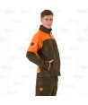 Cazadora softshell bicolor especial para caza o pesca color verde caza y naranja flúor