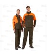 Cazadora softshell bicolor especial para caza o pesca color verde caza y naranja flúor