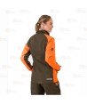 Cazadora softshell bicolor especial para caza o pesca color verde caza y naranja flúor