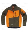 Cazadora softshell bicolor especial para caza o pesca color verde caza y naranja flúor