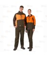 Cazadora softshell bicolor especial para caza o pesca color verde caza y naranja flúor