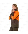 Cazadora softshell bicolor especial para caza o pesca color verde caza y naranja flúor
