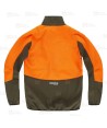 Cazadora softshell bicolor especial para caza o pesca color verde caza y naranja flúor