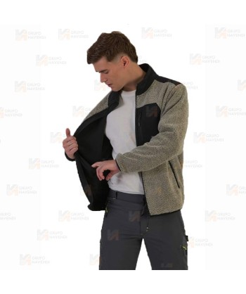 Chaqueta polar extra suave de doble capa color crudo/negro