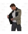 Chaqueta polar extra suave de doble capa color crudo/negro