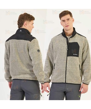 Chaqueta polar extra suave de doble capa color crudo/negro