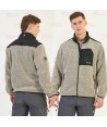 Chaqueta polar extra suave de doble capa color crudo/negro
