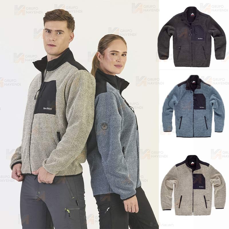 Chaqueta polar extra suave de doble capa color crudo/negro